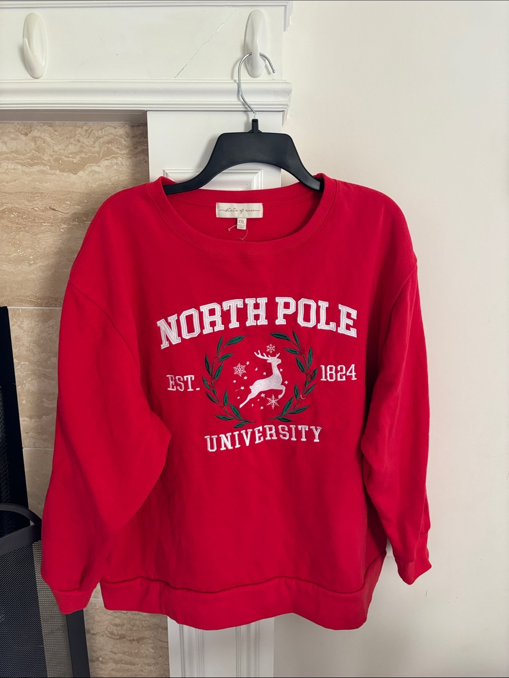 State of Mind Red North Pole University Graphic Sweatshirt